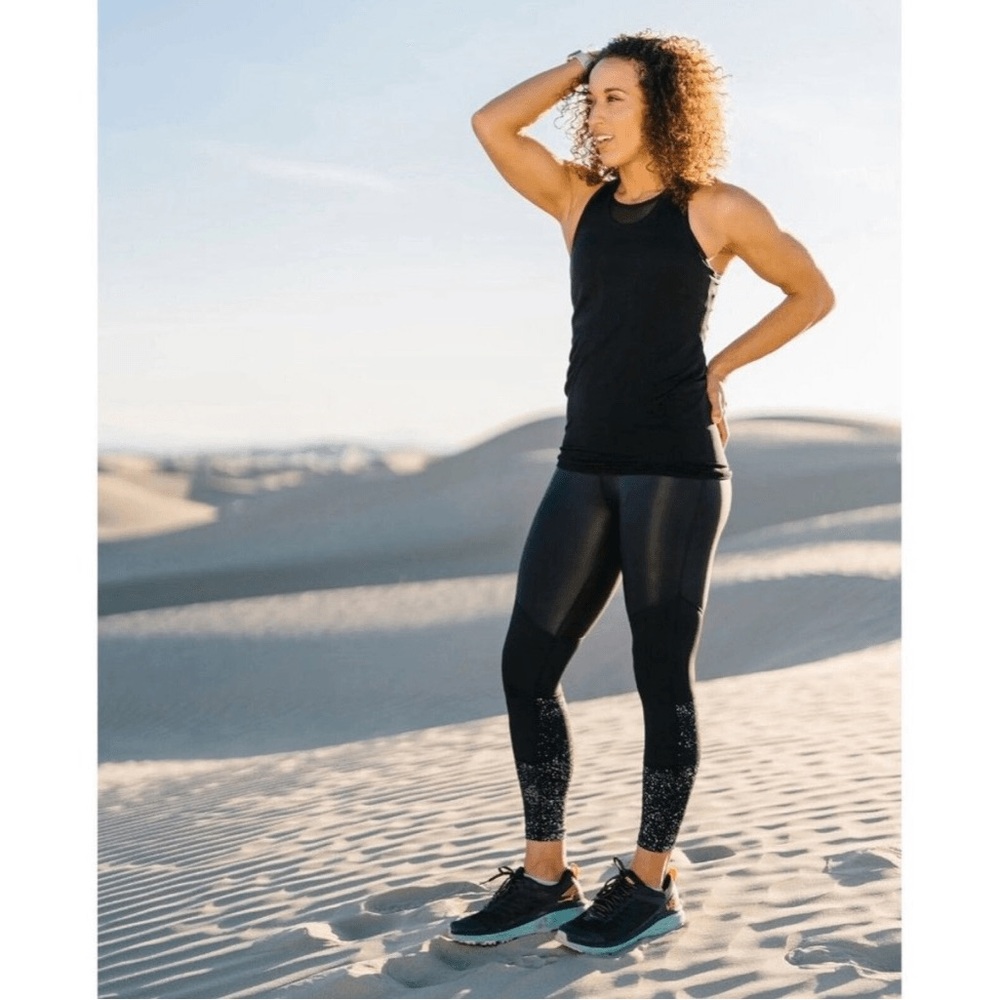 344-Zyia Active Light n Tight Hi-Rise Leggings Black Reflective Metallic